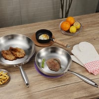 SanheKit 30 cm-es Háromrétegű Rozsdamentes Acél Serpenyő - Indukciós Főzőlappal Kompatibilis, Sütőben Használható, Gyors Hővezetés, Mosogató 6