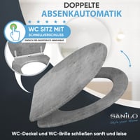 Sanilo Oválne WC sedadlo s betónovým vzorom - MDF WC doska s efektom dreva, so systémom Soft-Close, stabilnými pántmi a jednoduchou montážou. 4