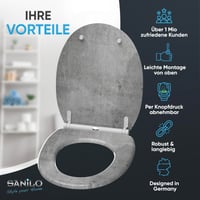 Sanilo Oválne WC sedadlo s betónovým vzorom - MDF WC doska s efektom dreva, so systémom Soft-Close, stabilnými pántmi a jednoduchou montážou. 3