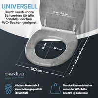Sanilo Oválne WC sedadlo s betónovým vzorom - MDF WC doska s efektom dreva, so systémom Soft-Close, stabilnými pántmi a jednoduchou montážou. 5