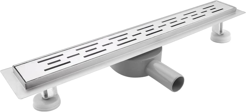 SaniteModar 70 cm-es Rozsdamentes Acél Zuhanyfolyóka, Extra Lapos 360° Szifon, Szagzár és Hajszűrő, Könnyen Tisztítható Padlólefolyó