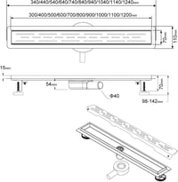 SaniteModar 70 cm-es Rozsdamentes Acél Zuhanyfolyóka, Extra Lapos 360° Szifon, Szagzár és Hajszűrő, Könnyen Tisztítható Padlólefolyó 4