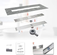 SaniteModar 70 cm-es Rozsdamentes Acél Zuhanyfolyóka, Extra Lapos 360° Szifon, Szagzár és Hajszűrő, Könnyen Tisztítható Padlólefolyó 6