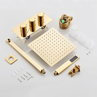 SaniteModar arany termosztátos beépített zuhanyszett 30x30 cm esőzuhannyal 6