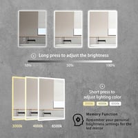 SaniteModar LED Fürdőszobai Tükör 60x80 cm, Egyenletes Világítócsíkokkal, Háromszínű Fény, Páramentesítő, Érintőkapcsoló, Alumínium Keret 2