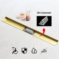 SaniteModar sprchový odtok 80 cm zlatý, lineárny podlahový odtok pre sprchový kút z nehrdzavejúcej ocele 3
