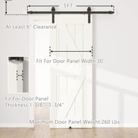 SANKEYTEW 152,5 cm Csúszóajtó Szett Fekete Sín Nehéz Terhelésű Fa Ajtóhoz 5