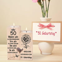 Suport de lumânare Sanmu pentru aniversarea de 50 de ani, pentru femei și bărbați - decorațiune pentru 50 de ani, cadou pentru soție, mamă, soră, prietenă 3