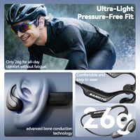 Căști Bluetooth cu conducție osoasă SANOTO cu microfon, mod EQ, rezistență la apă IP65, ușoare, căști sport open-ear pentru alergare și ciclism 3