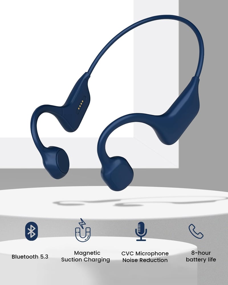 SANOTO Csontvezető Bluetooth 5.3 Fülhallgató - Nyitott Fülű IPX7 Vízálló Vezeték Nélküli Fejhallgató Sportoláshoz, Futáshoz, Kerékpározáshoz
