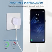 Încărcător rapid Sanronang 15W USB-C cu cablu de 1,5 m compatibil cu Samsung Galaxy S21/S20/S10/S9/S8/A56/A36/A35/A25/A16/A15/A13/Note 9/8 4