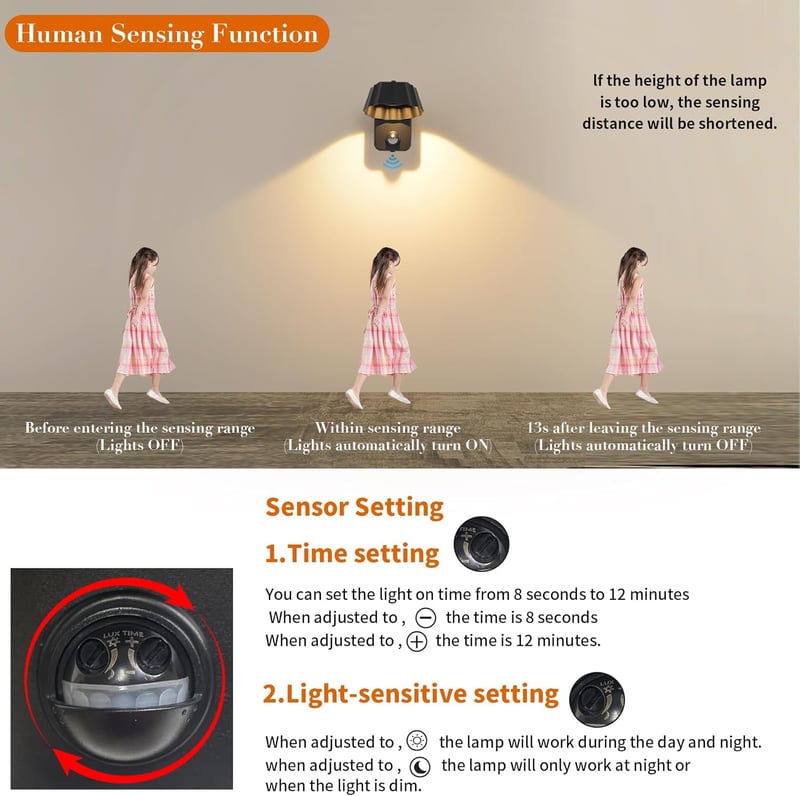 SANSHI 10W mozgásérzékelős kültéri fali lámpa, IP65 vízálló LED, meleg fehér, kert és terasz