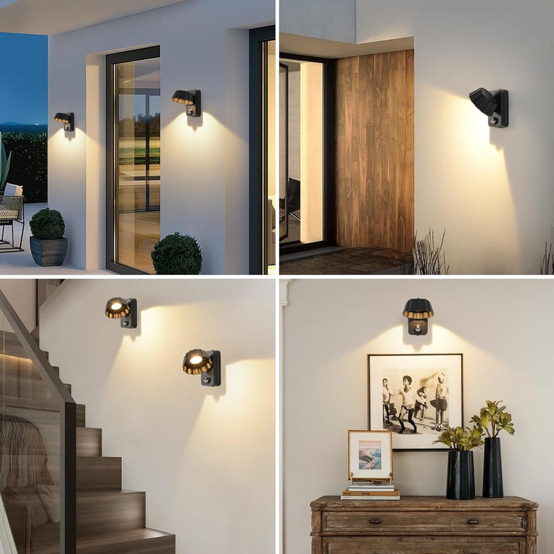 SANSHI 10W mozgásérzékelős kültéri fali lámpa, IP65 vízálló LED, meleg fehér, kert és terasz