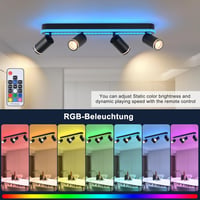 SANSHI 44W LED mennyezeti lámpa távirányítóval, RGB színváltó, 4 spotlámpa GU10, forgó design 5