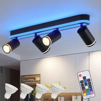 SANSHI 44W LED mennyezeti lámpa távirányítóval, RGB színváltó, 4 spotlámpa GU10, forgó design 1