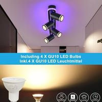 SANSHI 44W LED mennyezeti lámpa távirányítóval, RGB színváltó, 4 spotlámpa GU10, forgó design 6
