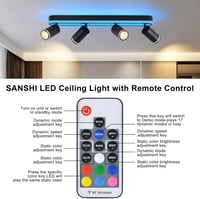 SANSHI 44W LED mennyezeti lámpa távirányítóval, RGB színváltó, 4 spotlámpa GU10, forgó design 9