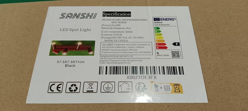 SANSHI 44W LED mennyezeti lámpa távirányítóval, RGB színváltó, 4 spotlámpa GU10, forgó design