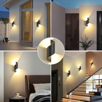 SANSHI LED Fali Lámpa 10W IP65 Vízálló Kültéri Beltéri Világítás 3000K Meleg Fehér Modern Fel-Le Irányú Kert Erkély Terasz 5