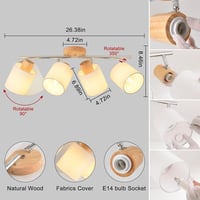 SANSHI LED Mennyezeti Lámpa 4 Izzós Fa Spotlámpa 350° Forgatható E14 3