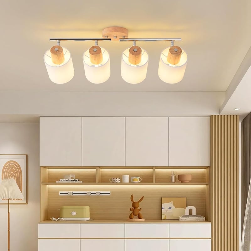 SANSHI LED Mennyezeti Lámpa 4 Izzós Fa Spotlámpa 350° Forgatható E14