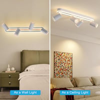SANSHI LED Mennyezeti Lámpa 4 Spottal, 350° Forgatható Mennyezeti Spotlámpa, 36W + 4x5W GU10, Modern Fehér Alumínium, 3000K Meleg Fény 6