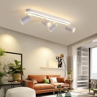 SANSHI LED Mennyezeti Lámpa 4 Spottal, 350° Forgatható Mennyezeti Spotlámpa, 36W + 4x5W GU10, Modern Fehér Alumínium, 3000K Meleg Fény 3