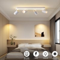 SANSHI LED Mennyezeti Lámpa 4 Spottal, 350° Forgatható Mennyezeti Spotlámpa, 36W + 4x5W GU10, Modern Fehér Alumínium, 3000K Meleg Fény 2