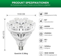 SANSI 36W E27 LED Növénylámpa Teljes Spektrumú Növekedési Fény Beltéri Növényekhez 5