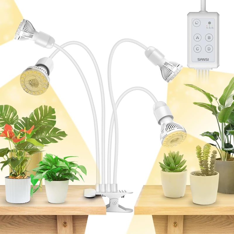SANSI LED Növénylámpa 4 Fejjel, 650W Teljes Spektrum, Időzítővel, 360° Görbülő Kar