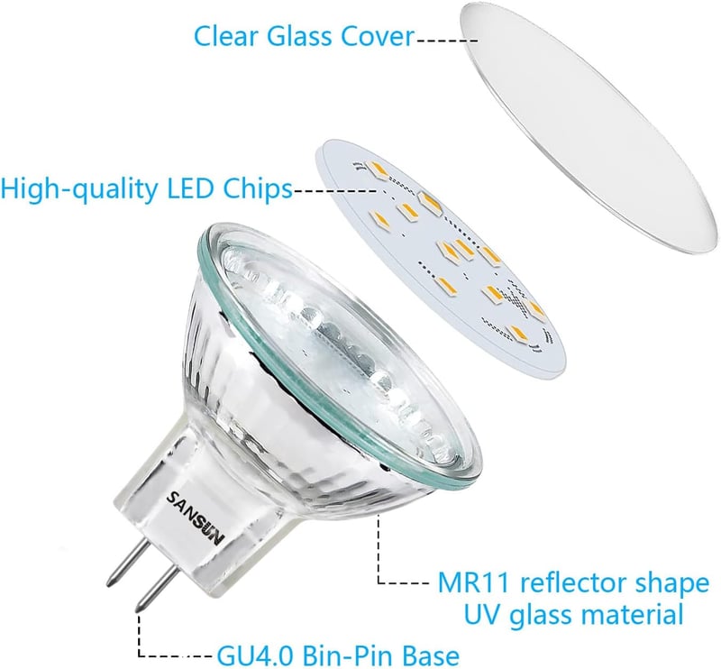 SANSUN MR11 LED izzó GU4 foglalat 12V 2W 4000K nappali fehér 4db