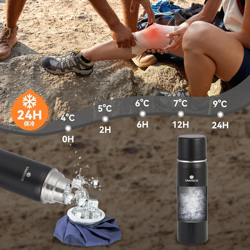 SANTECO Rozsdamentes Termosz Palack 1L Szivárgatásmentes Utazáshoz Kávé Tea Sporthoz BPA Mentes