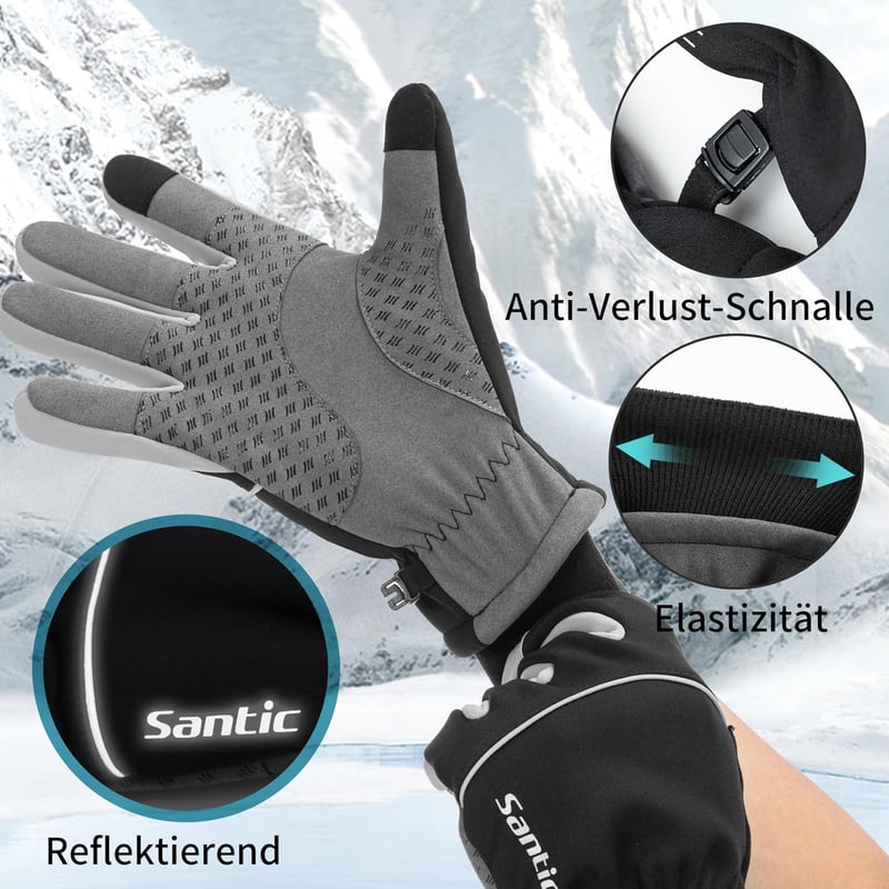 Santic Téli Kerékpáros Kesztyű Touchscreen Szellőztetett Vízálló