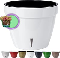 Santino ASTI 20 cm önöntöző virágcserép vízszintjelzővel fehér/fekete - Ø 20cm, 2-White / Black 1