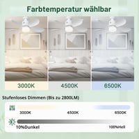 Stropný ventilátor Sanweyter so svetlom a diaľkovým ovládaním, 53 cm, 24W LED, stmievateľný, ovládanie cez aplikáciu, 5 lopatiek, 4 rýchlosti, 3000K-6500K, tichý, do obývačky 5