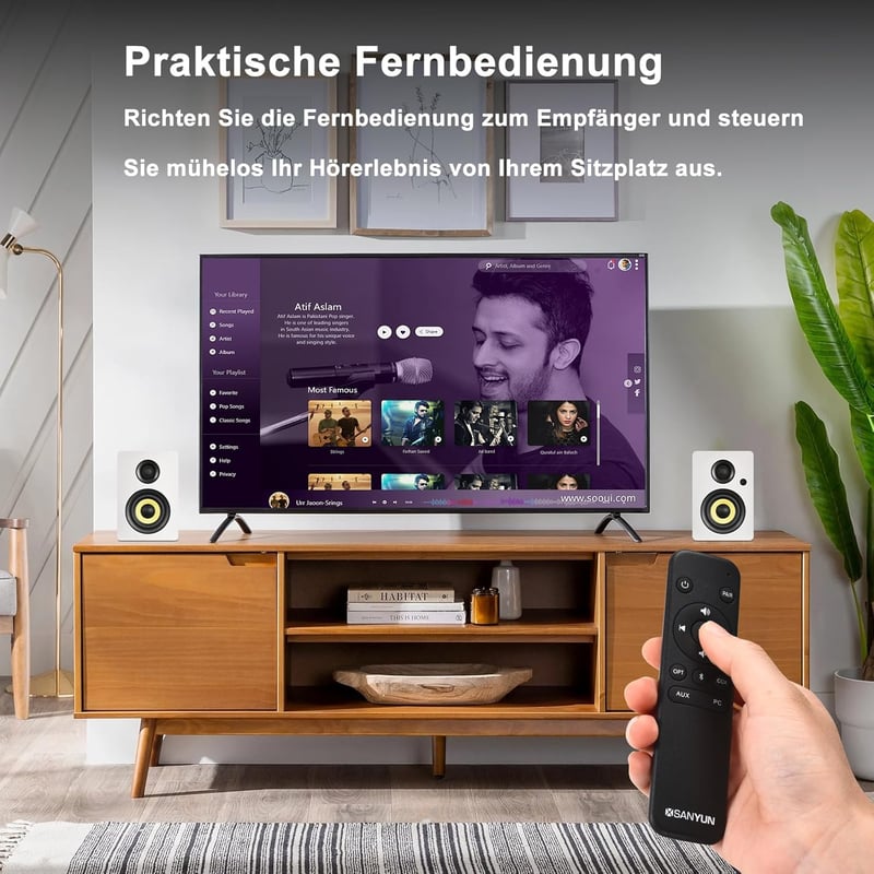 Sanyun SW206 80W Aktív Polc Hangfal - Studio Monitor és HiFi Mód, Bluetooth 5.0 - 4", SW206 White
