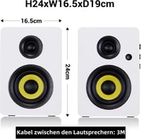 Sanyun SW206 80W Aktív Polc Hangfal - Studio Monitor és HiFi Mód, Bluetooth 5.0 - 4", SW206 White 2