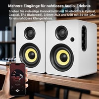 Sanyun SW206 80W Aktív Polc Hangfal - Studio Monitor és HiFi Mód, Bluetooth 5.0 - 4", SW206 White 3