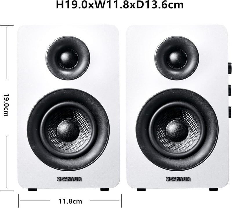 Sanyun SW208 3" Aktív Bluetooth 5.0 Polchangszóró Pár - 60W Szénszálas Hangszóró, Beépített 24-bit DAC, Dinamikus 3D Hangzás, PC Monitor Han