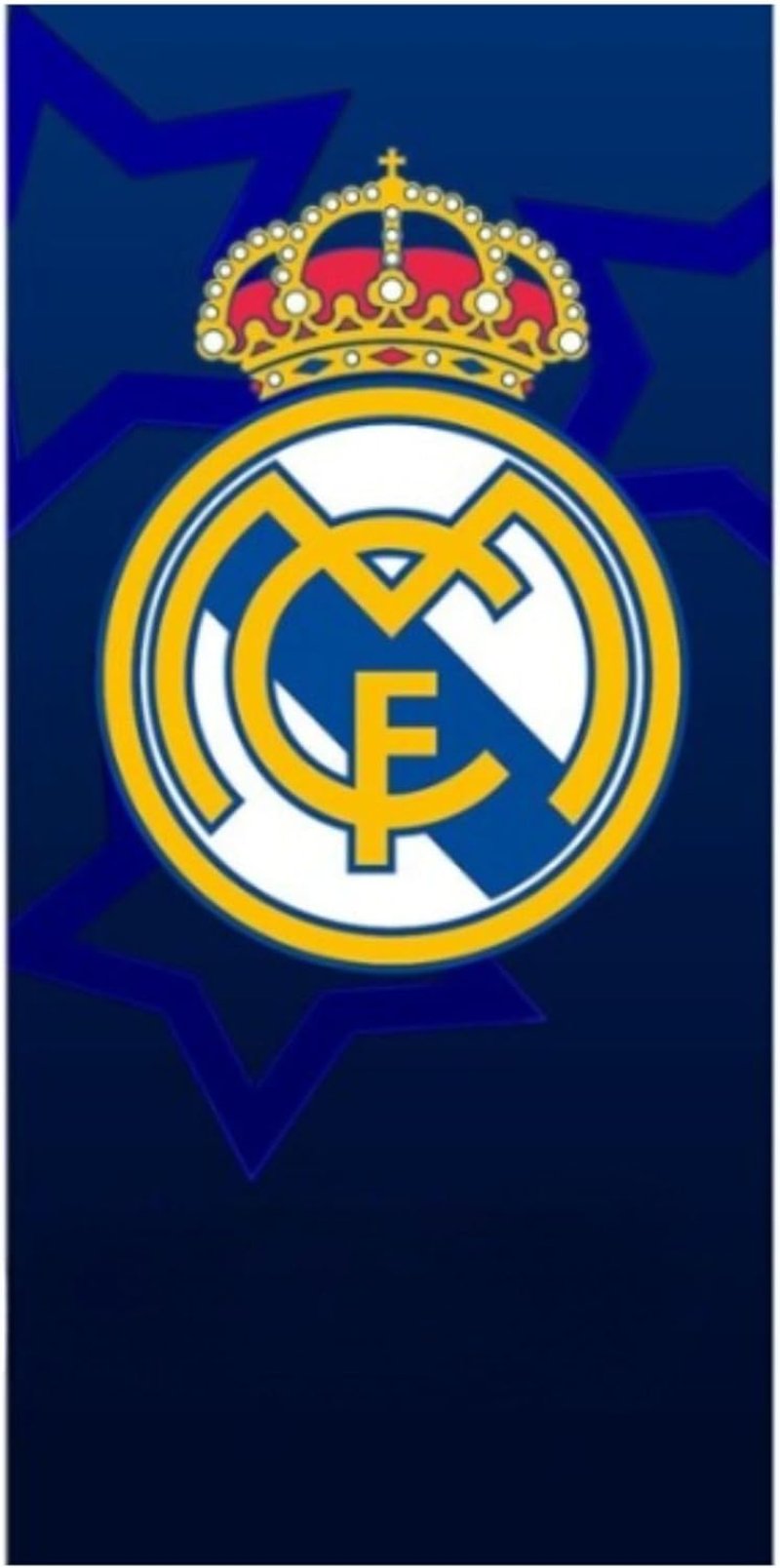 SaoTi Madrid Strandtörölköző 75x150 cm - Pamut 320g Gyorsan Száradó Futball Mintás Csillagos Bajnokok Kék Tengerész Dizájn