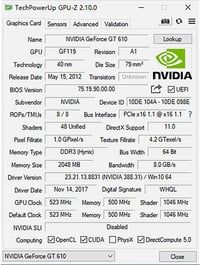 SAPLOS GeForce GT 610 2GB DDR3 Grafikus Kártya VGA HDMI Low Profile 5