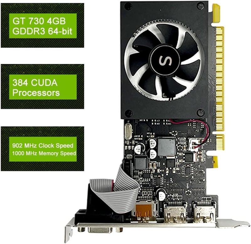 SAPLOS GT 730 4GB DDR3 Grafikus Kártya HDMI DisplayPort VGA Low Profile