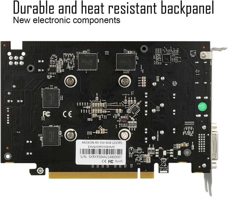 SAPLOS Radeon RX 550 4GB GDDR5 Grafikus Kártya ITX, DisplayPort HDMI DVI-D