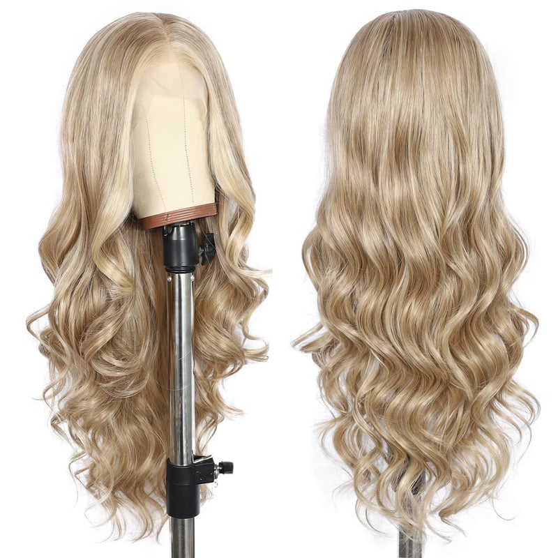 Sapphirewigs 13x4 Csipke Elülső Paróka Tejteás Szőke Hullám 66cm Női - Milk tea blonde