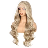 Sapphirewigs 13x4 Csipke Elülső Paróka Tejteás Szőke Hullám 66cm Női - Milk tea blonde 5