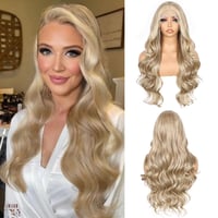 Sapphirewigs 13x4 Csipke Elülső Paróka Tejteás Szőke Hullám 66cm Női - Milk tea blonde 1