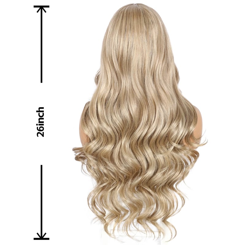 Sapphirewigs 13x4 Csipke Elülső Paróka Tejteás Szőke Hullám 66cm Női - Milk tea blonde