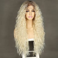 Sapphirewigs 613 Szőke Göndör Paróka - 66 cm Hosszú Hőálló Szintetikus Csipke Frontrész Női Paróka Hétköznapi és Alkalmi Viseletre 4