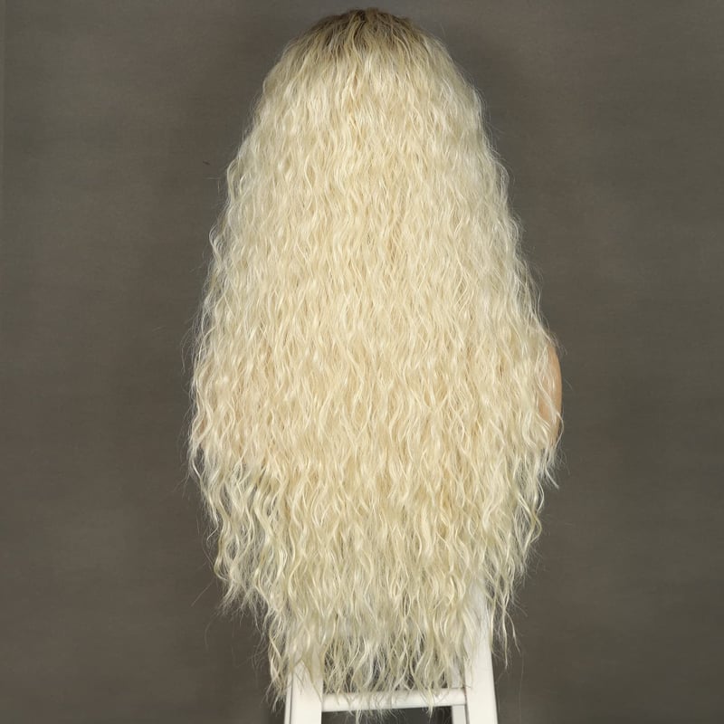 Sapphirewigs 613 Szőke Göndör Paróka - 66 cm Hosszú Hőálló Szintetikus Csipke Frontrész Női Paróka Hétköznapi és Alkalmi Viseletre