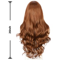 Sapphirewigs Auburn Hullámos Paróka 13x4 Csipke Előrésszel - Hőálló Szintetikus Női Paróka 66 cm, Hétköznapi és Alkalmi Viseletre, Csomóment 2